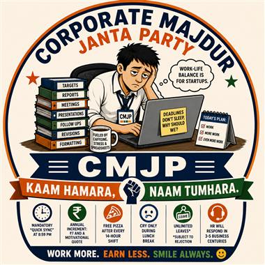 Circular CMJP corporate majdur illustrated badge